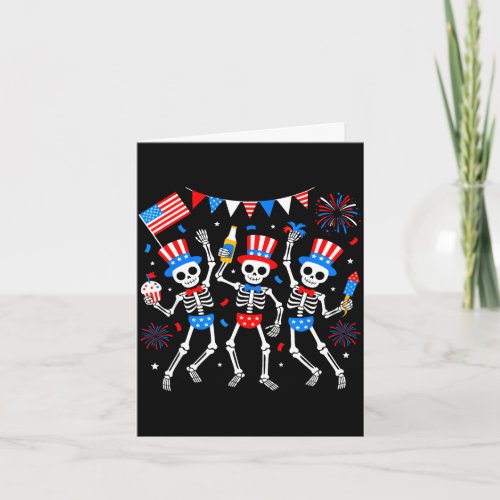 Dancing skeleton 4th of july merica usa american card