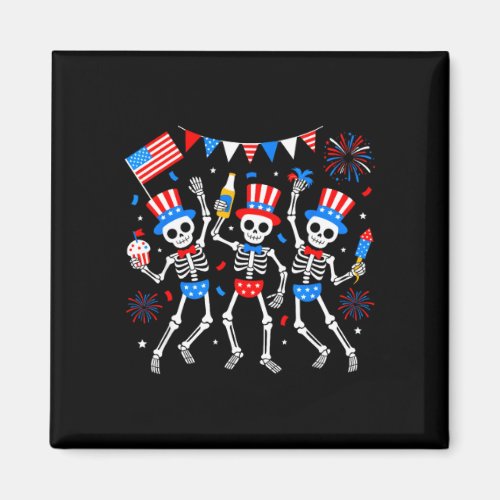 Dancing skeleton 4th of july merica usa american magnet