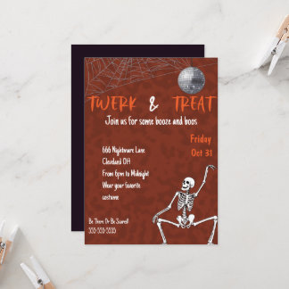 Dancing Skeleton Adult Halloween Party Invitation