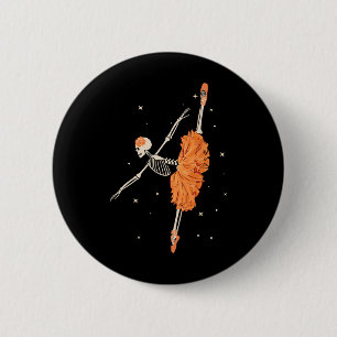 Dancing Skeleton Ballerina Ballet Dance Halloween Button