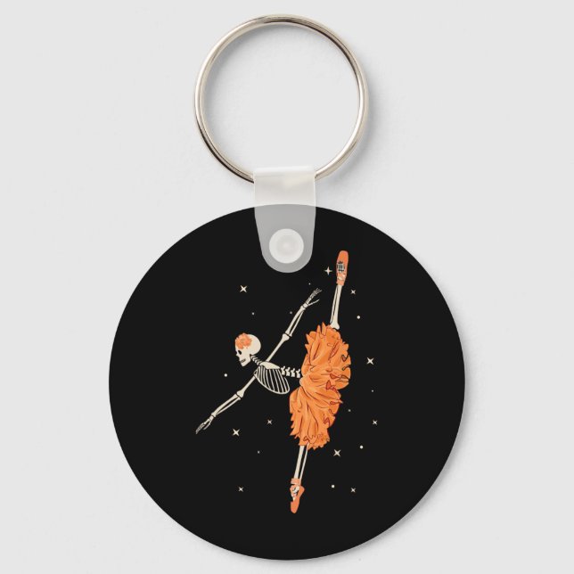 Dancing Skeleton Ballerina Ballet Dance Halloween  Keychain (Front)