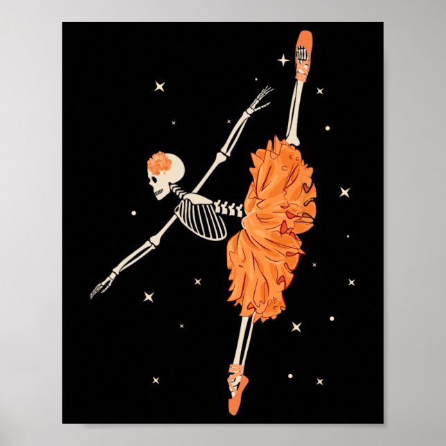 Dancing Skeleton Ballerina Ballet Dance Halloween  Poster (Front)