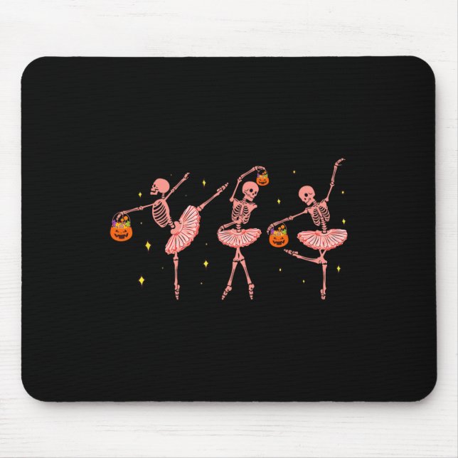 Dancing Skeleton Ballerina Halloween Jack O Lanter Mouse Pad (Front)