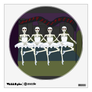 Dancing Skeleton Ballerina Tutu Funny Halloween Wall Decal