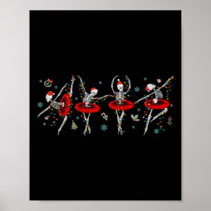 Dancing Skeleton Ballet Ballerina Christmas Girls Poster