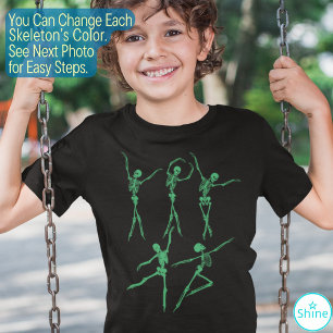 Dancing skeleton ballet dancer green funny spooky T-Shirt