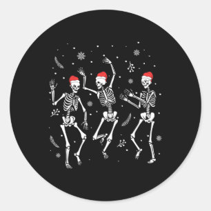 Dancing Skeleton Christmas 2025 Spooky Funny Chris Classic Round Sticker