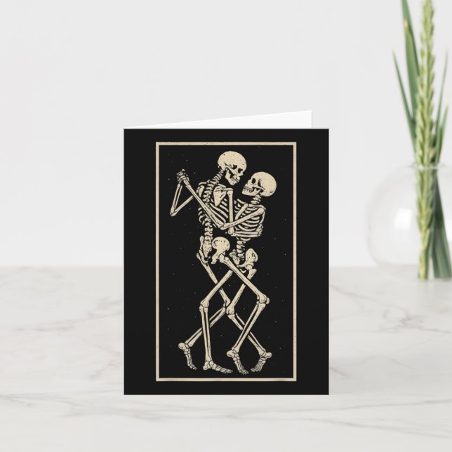 Dancing Skeleton Couple – Romantic Gothic Hallowee Card (Front)
