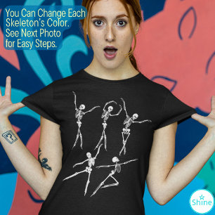 Dancing Skeleton creepy funny ballerinas Halloween T-Shirt