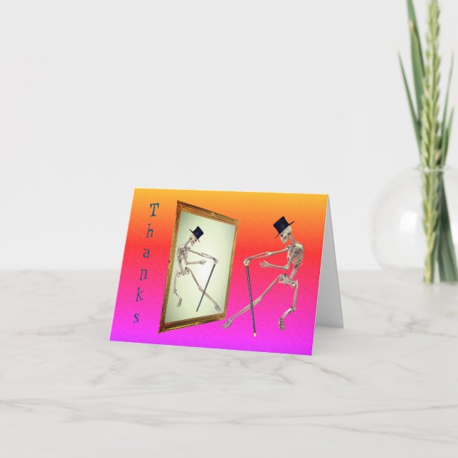 Dancing Skeleton Cute  Letterpress Thank You Card (Front)