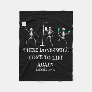 Dancing Skeleton Dry Bones Come Alive Christian Ha Fleece Blanket