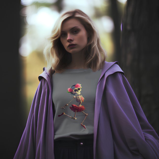 Dancing Skeleton Floral Wreath T-Shirt (Creator Uploaded)