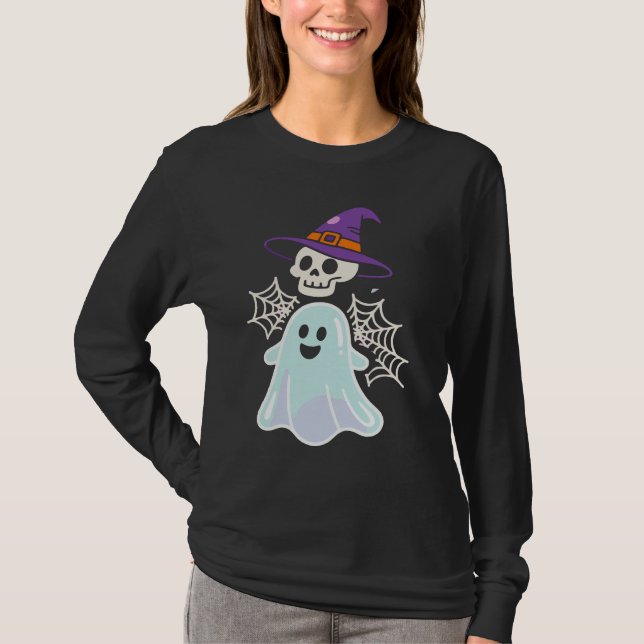 Dancing Skeleton Funny Halloween Skull T-Shirt (Front)