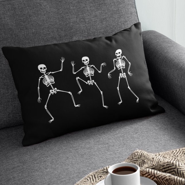 Dancing Skeleton Funny Spooky Halloween Season Lumbar Pillow (Creator Uploaded)