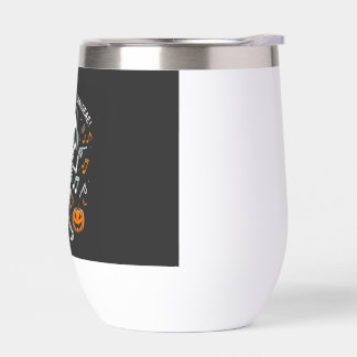 Dancing Skeleton Halloween Music Party T-Shirt Thermal Wine Tumbler