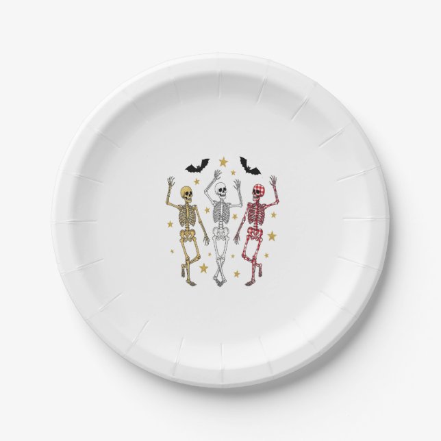 Dancing Skeleton Halloween Paper Plates (Front)