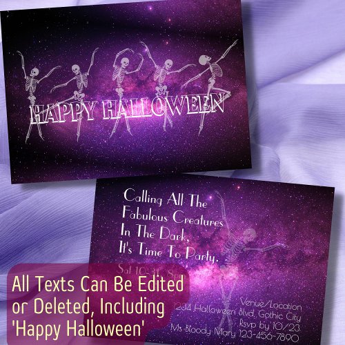 Dancing Skeleton Halloween Party Costume Party Invitation