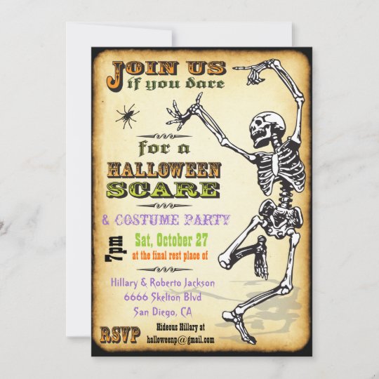 Dancing Skeleton Halloween Party Invitations | Zazzle.com