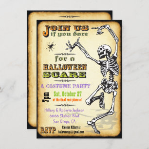 Dancing Skeleton Halloween Party Invitations