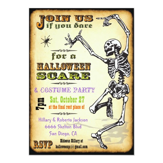 Dancing Skeleton Halloween Party Invitations | Zazzle.com