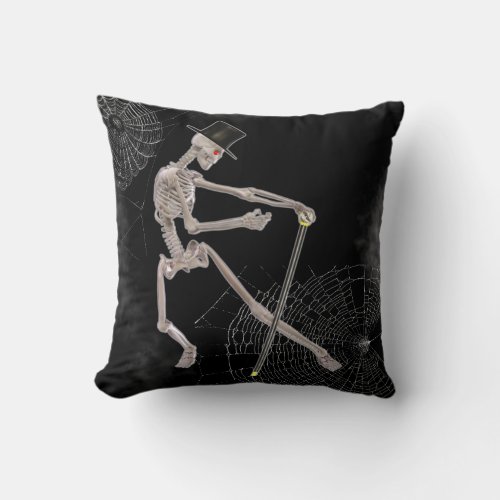 Dancing Skeleton Halloween Throw Pillow