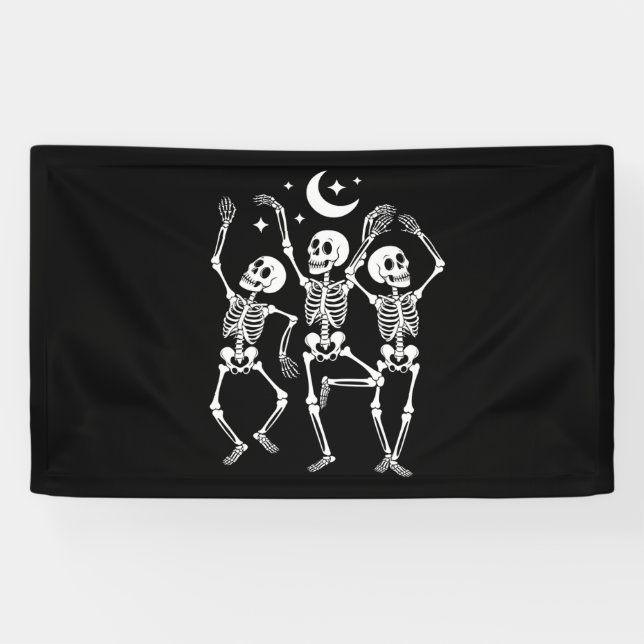 Dancing Skeleton Happy Halloween Fall Skull  Banner (Horizontal)
