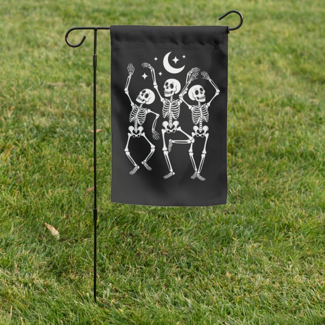 Dancing Skeleton Happy Halloween Fall Skull  Garden Flag (In SItu)