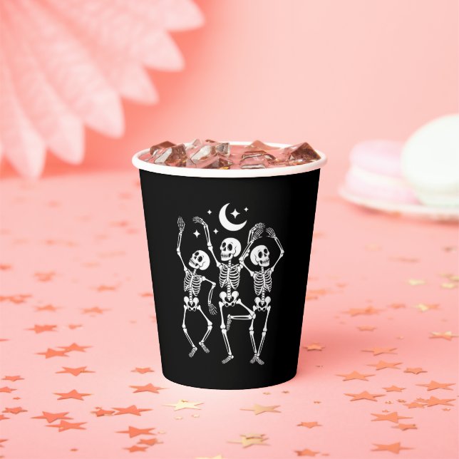 Dancing Skeleton Happy Halloween Fall Skull  Paper Cups (Insitu)
