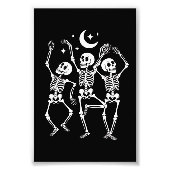 Dancing Skeleton Happy Halloween Fall Skull  Photo Print (Front)