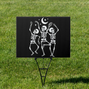 Dancing Skeleton Happy Halloween Fall Skull  Sign