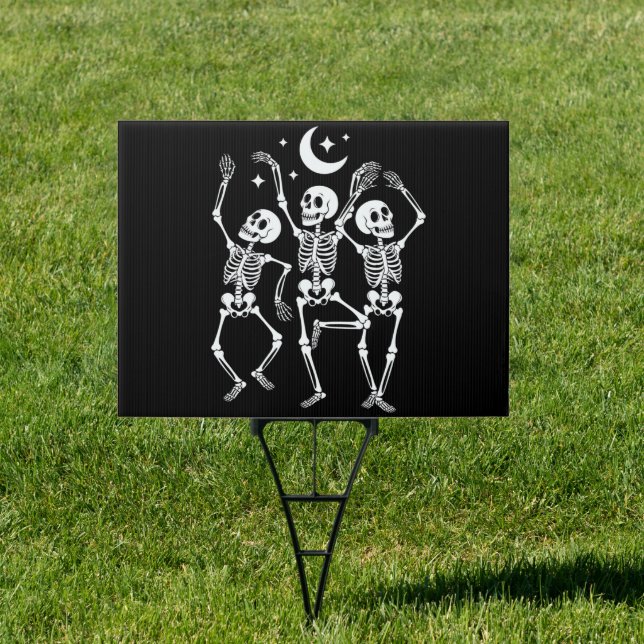 Dancing Skeleton Happy Halloween Fall Skull  Sign (Insitu)