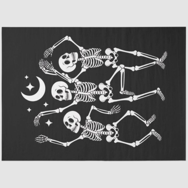 Dancing Skeleton Happy Halloween Fall Skull  Tissue Paper (Front)
