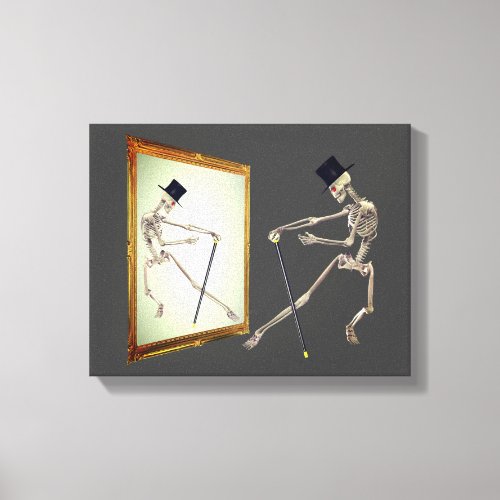 Dancing Skeleton In Mirror  Canvas Print