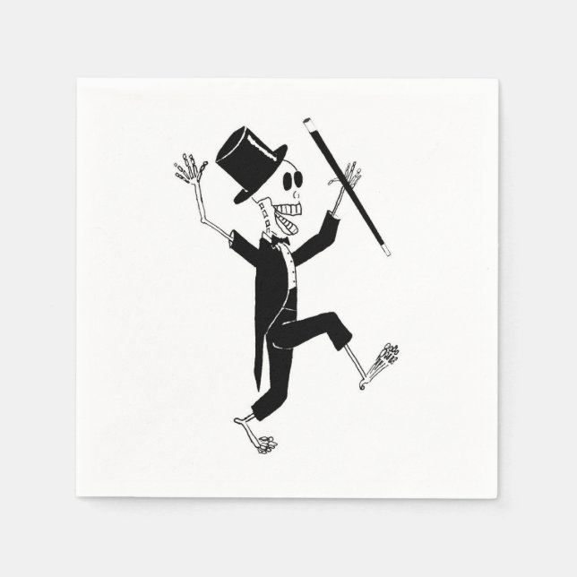 Dancing Skeleton in Tuxedo and Top Hat with Cane C Napkins (Front)