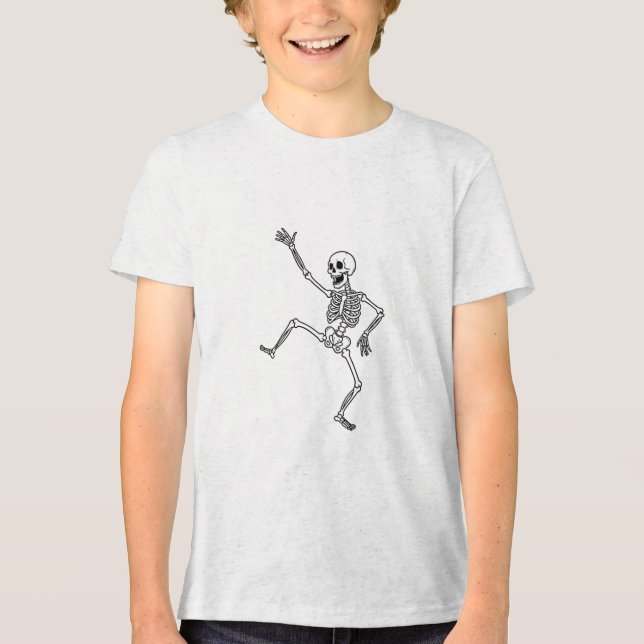 Dancing Skeleton Line Art T-shirt Tri-Blend Shirt (Front)