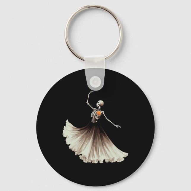 Dancing Skeleton Llerina Llet Dance Halloween Wome Keychain (Front)