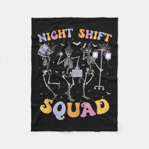 Dancing Skeleton Nurse Night Squad Shift Halloween Fleece Blanket