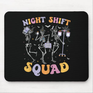 Dancing Skeleton Nurse Night Squad Shift Halloween Mouse Pad