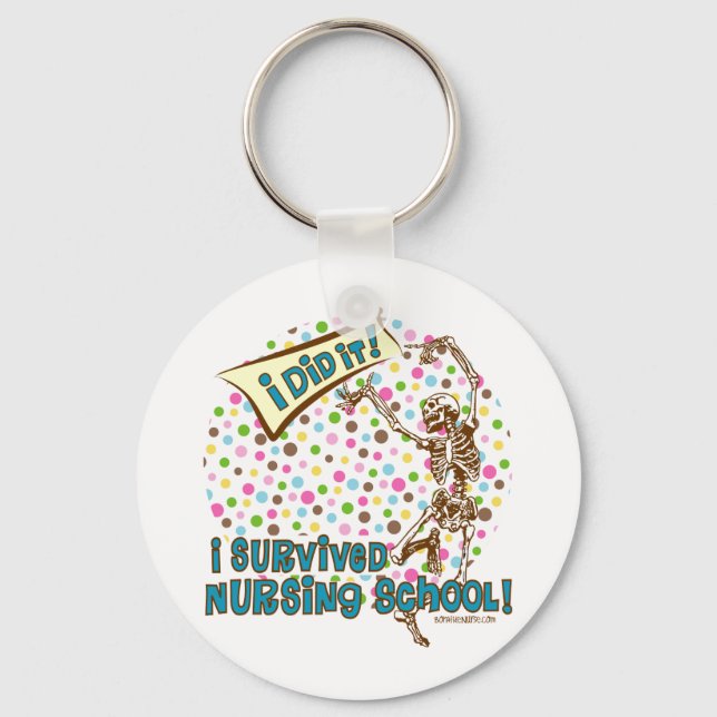 Dancing Skeleton Nursing School Survivor Keychain (Front)