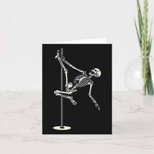 Dancing Skeleton On Pole Funny Halloween Card