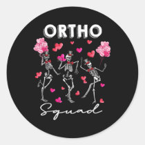 Dancing Skeleton Ortho Squad Orthopedic Valentines Classic Round Sticker