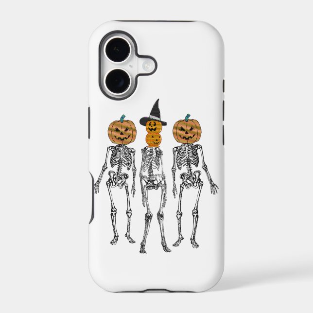 Dancing Skeleton Pumpkin Head Funny Halloween  Iphone Case (Back)