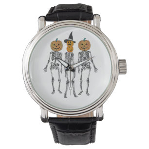Dancing Skeleton Pumpkin Head Funny Halloween Watch