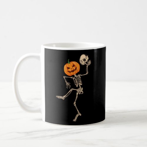 Dancing Skeleton Pumpkin Head Halloween Skull Coffee Mug