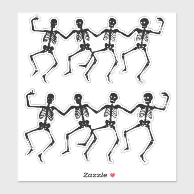 Dancing Skeleton Quartets Halloween Thunder_Cove Sticker (Sheet)