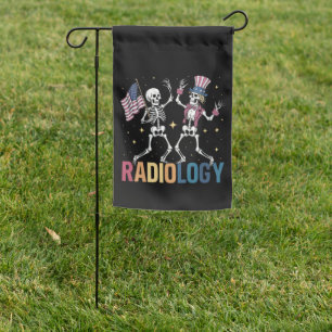 Dancing Skeleton Radiology X-ray Tech Patriotic  Garden Flag