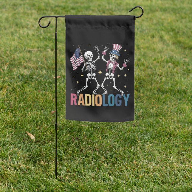 Dancing Skeleton Radiology X-ray Tech Patriotic  Garden Flag (In SItu)
