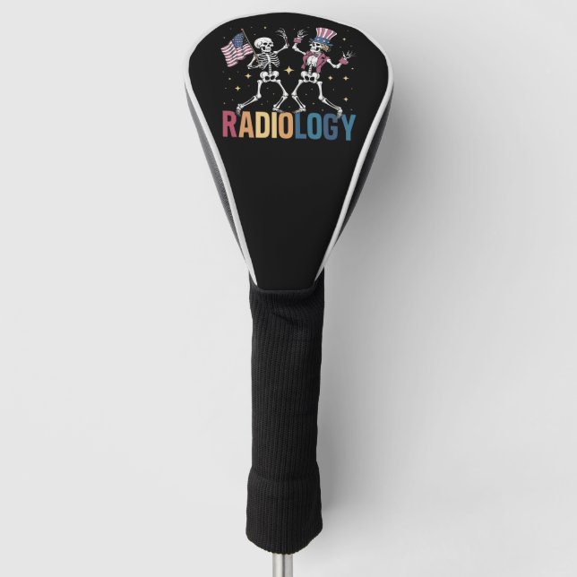 Dancing Skeleton Radiology X-ray Tech Patriotic  Golf Head Cover (Front)