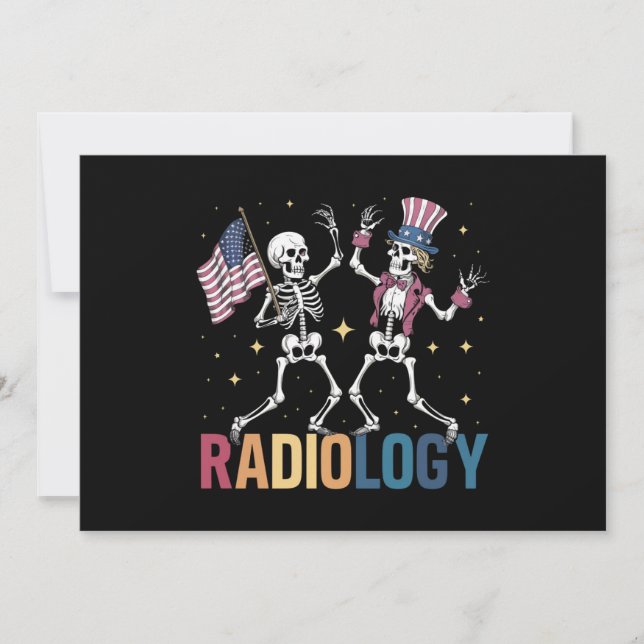 Dancing Skeleton Radiology X-ray Tech Patriotic  Invitation (Front)
