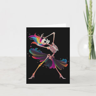 Dancing Skeleton Rainbow Llerina Halloween  Card